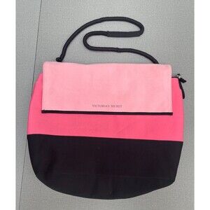 Victoria’s Secret Pink Black Beach Cooler Bag Tote Shoulder Lunch Picnic